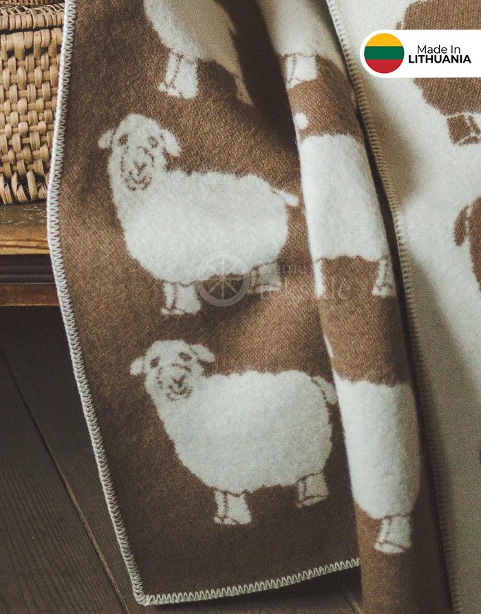 Natural wool blanket "Sheep Brown" 130x200 cm