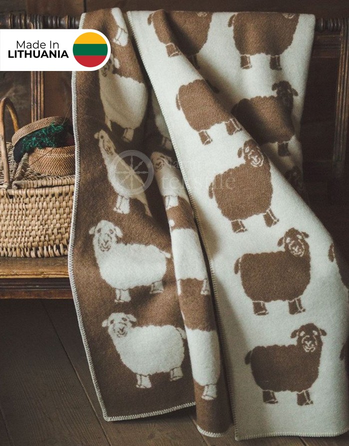 Natural wool blanket "Sheep Brown" 130x200 cm