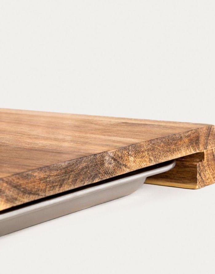 Cutting board with metal container "Mooka Natural" 2vnt