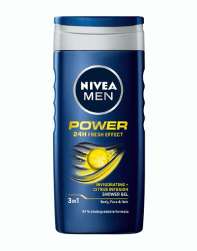 Shower gels "NIVEA Power 24H Fresh Effect 3in1", 250 ml