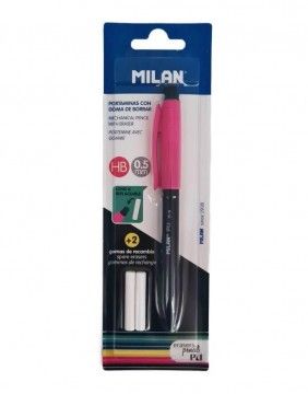 Mechanical pencil PL1 0.5 mm with 2 erasers Black-Pink