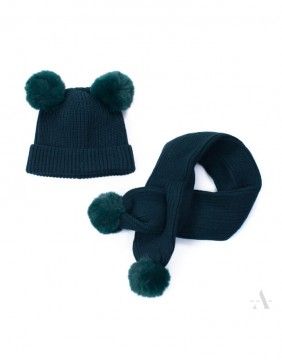 Children's Hat With Scarf "Alora Green" BE SNAZZY - 1