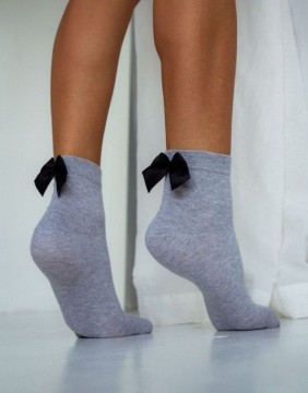 Naiste sokid "Cotton With a Bow Black" Light Melange