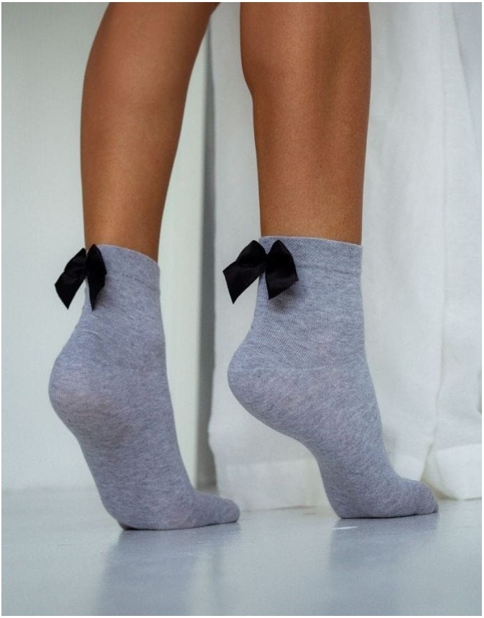 Naiste sokid "Cotton With a Bow Black" Light Melange