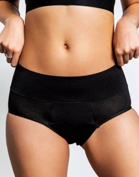 Menstruatsioonipüksid – madala vöökohaga lühikesed püksid, mustad
