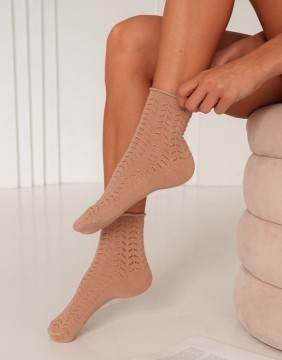 Naiste sokid "Openwork Bandless Beige"