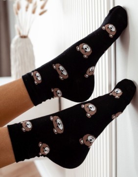 Naiste sokid "Teddy Pattern Black"