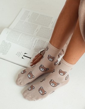 Naiste sokid "Teddy Pattern Beige"