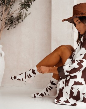 Naiste sokid "Cow Spots Pattern Ecru"