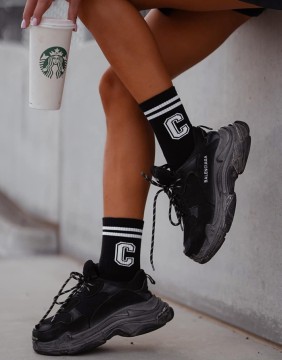 Naiste sokid "Letter C Black"