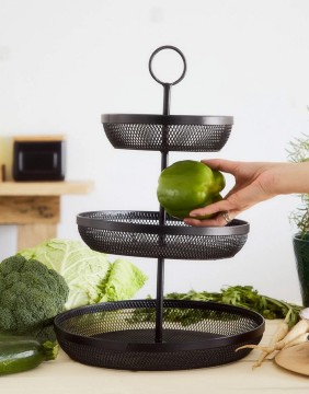 Three-tiered basket GRIDIO Black 42x32 cm