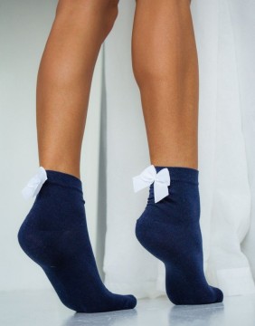 Naiste sokid "Cotton With a Bow White" Blue