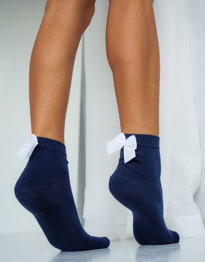 Naiste sokid "Cotton With a Bow White" Blue