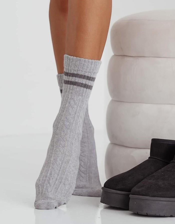Women's socks "Braid With Stripes" Grey