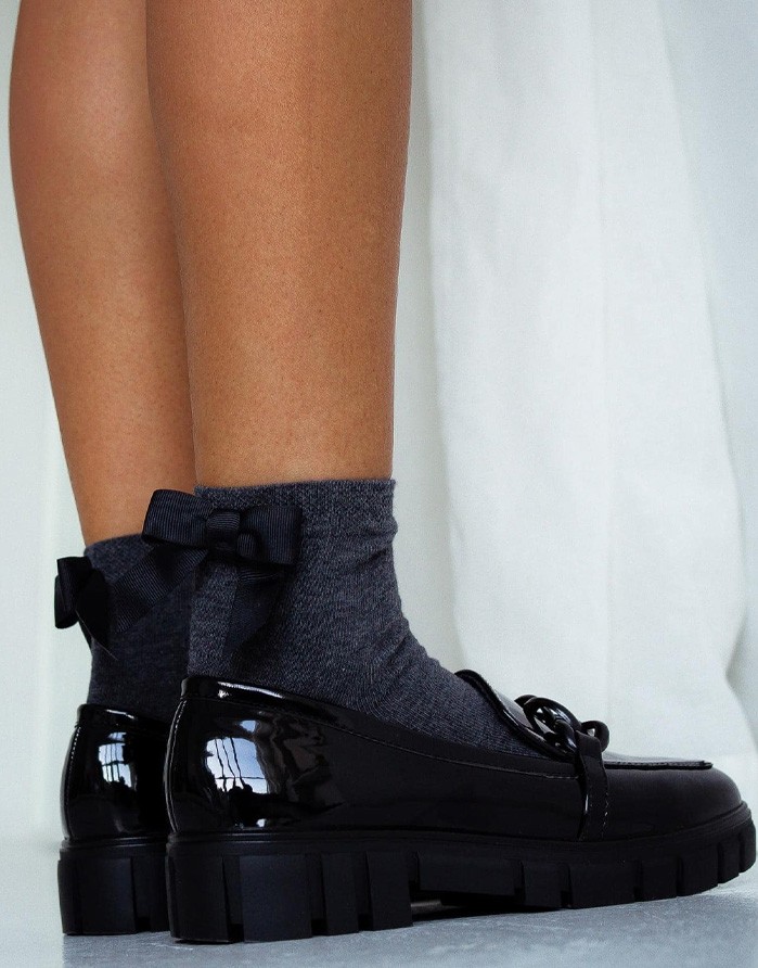 Naiste sokid "Cotton With a Bow Black" Dark