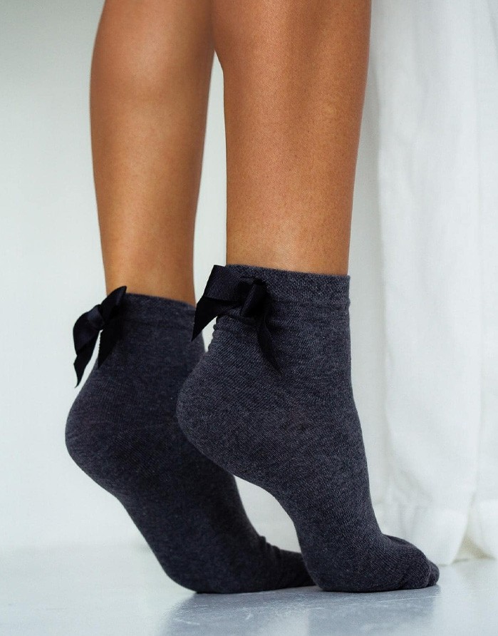 Женские носки "Cotton With a Bow Black" Dark