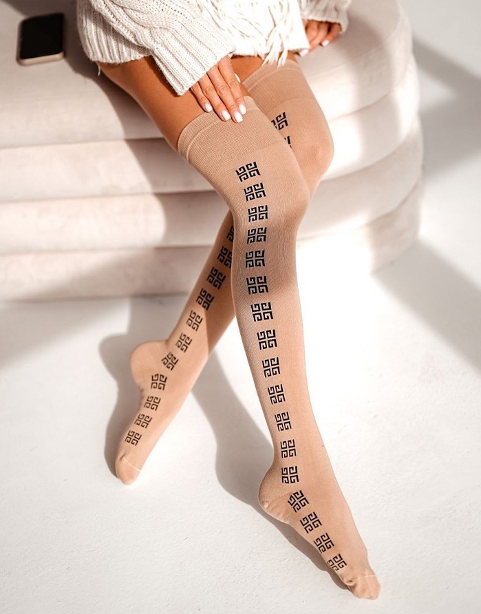 Naiste sokid "GG Pattern Long" Beige