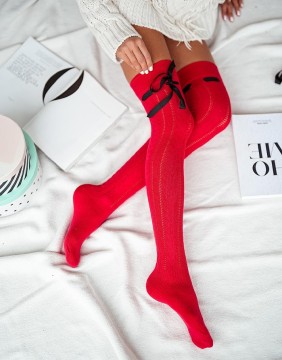 Naiste sokid "Openwork Ribbon Braid" Red