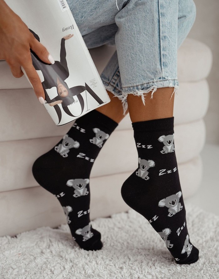 Women's socks "Sleeping Koala" Black