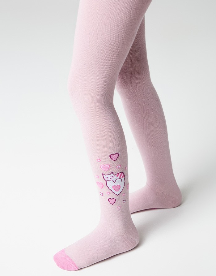 Tights for children ''Hearty Cat" Pink