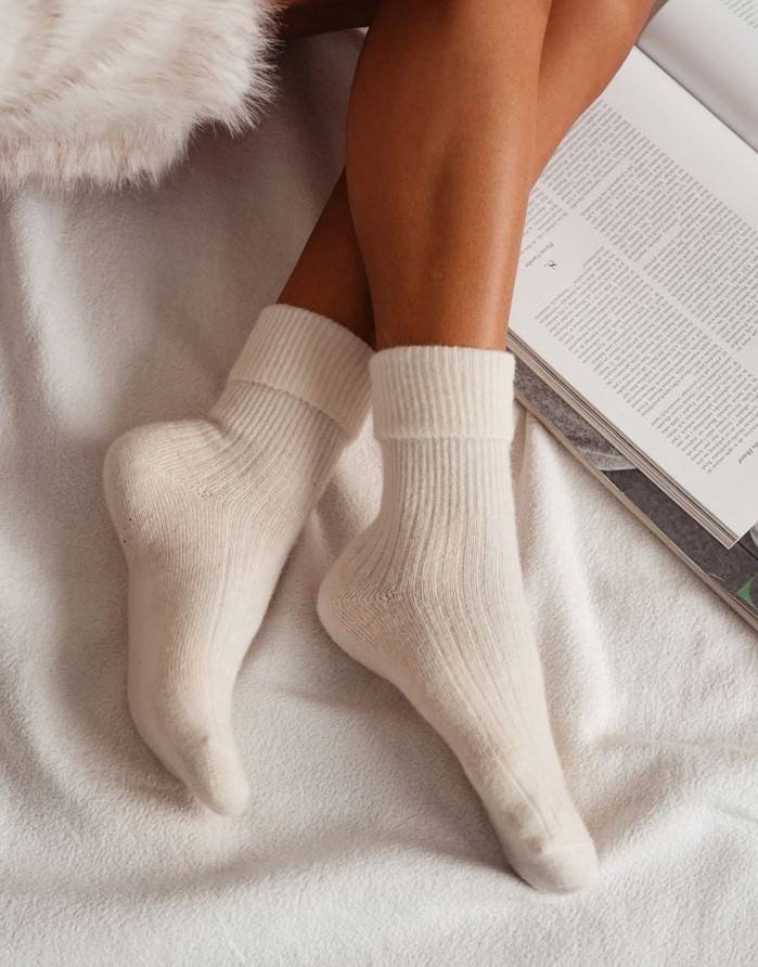 Naiste sokid "Ebba Alpaca Wool" Cream