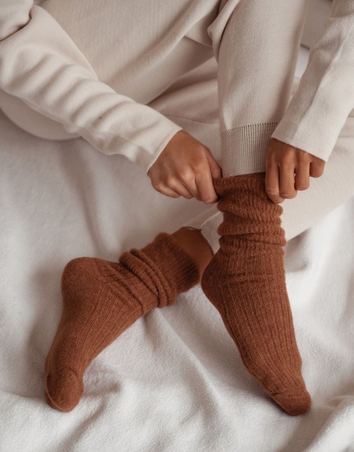 Women's socks "Ebba Alpaca Wool" Caramel