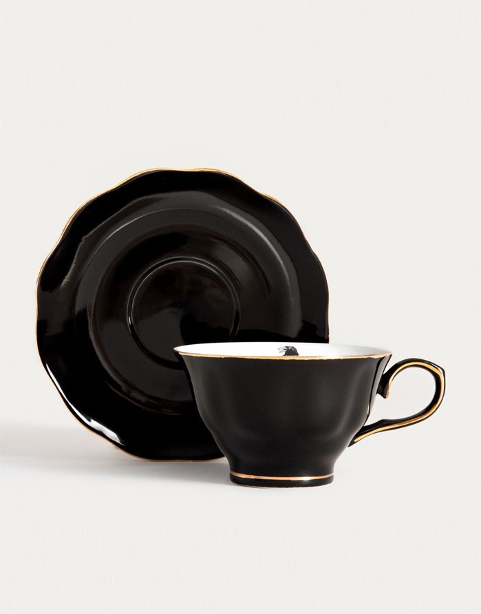 Cup and saucer "BARIK Black Crow"