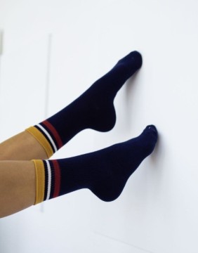 Naiste sokid "Ribbed With Stripes" Navy Blue