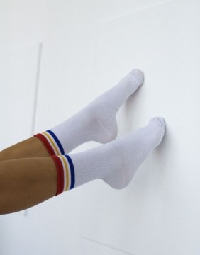Naiste sokid "Ribbed With Stripes" White7