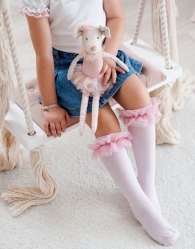 Laste sokid "Tulle Knee"  Powder Pink