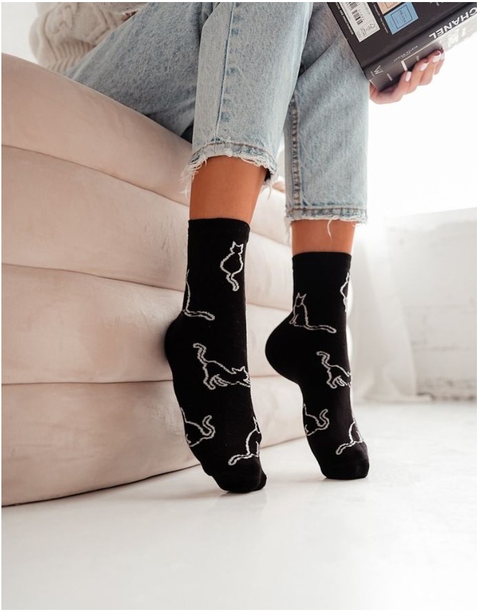 Женские носки "Cat Contours" Black
