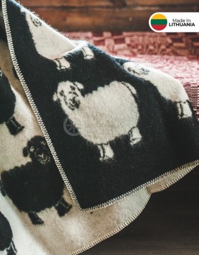 Одеяло из натуральной шерсти "Sheep Black" 130x200 cm
