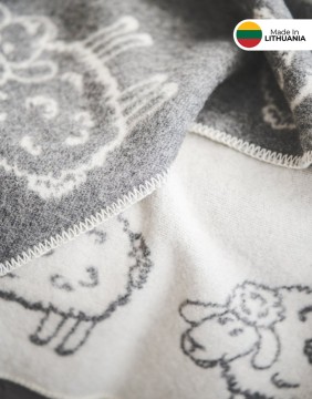 Одеяло из натуральной шерсти "Lamb Grey" 130x200 cm