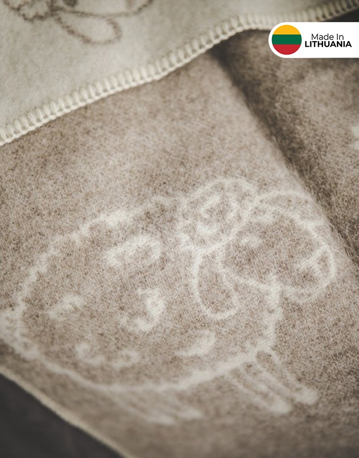 Natural wool blanket "Lamb Beige" 130x200 cm