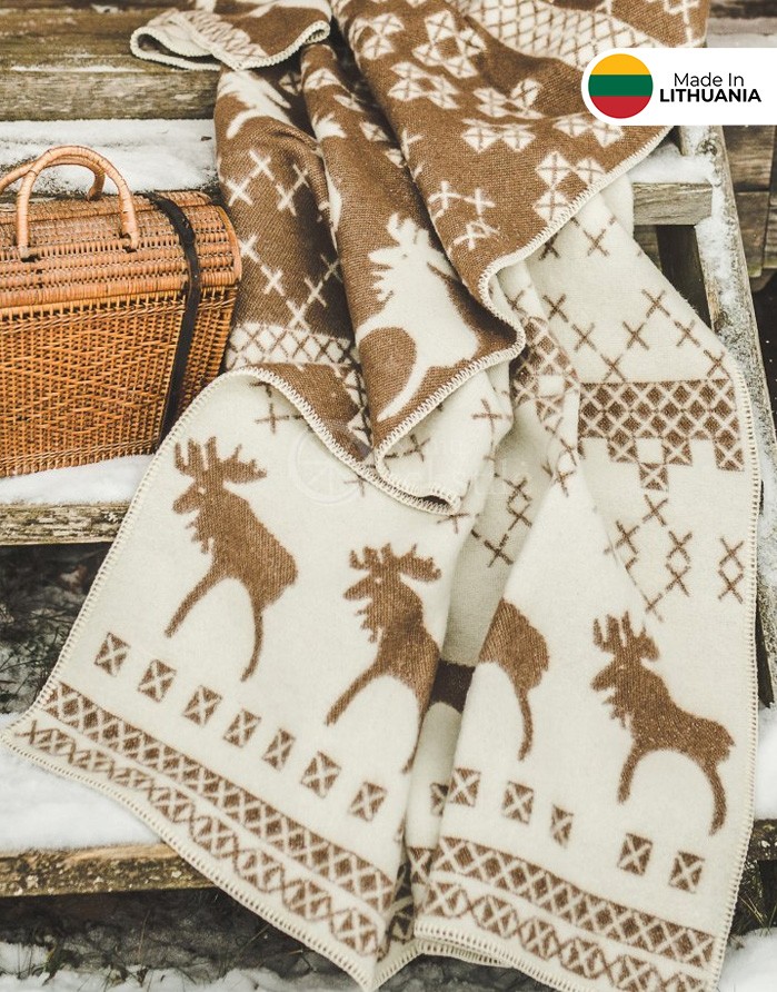 Naturaalsest villast tekk "Moose Brown" 130x200 cm