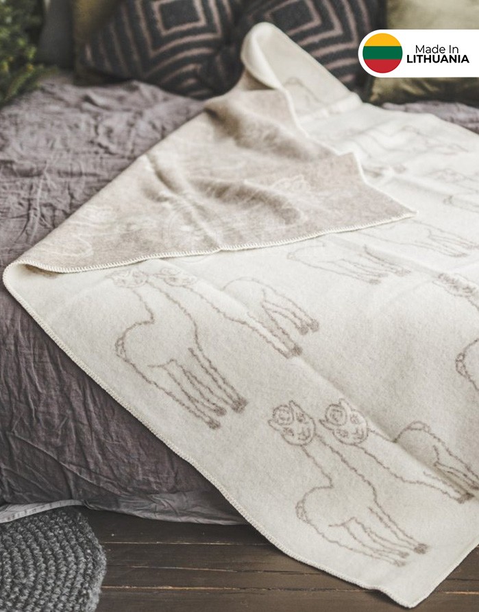 Natural wool blanket "Alpaca Beige" 130x200 cm