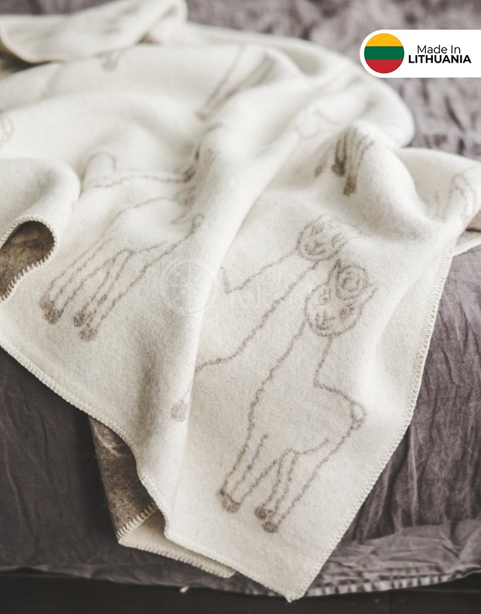 Natural wool blanket "Alpaca Beige" 130x200 cm
