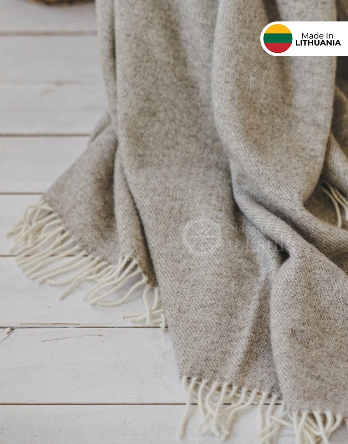 Natural wool blanket "Lines Beige" 140x240 cm