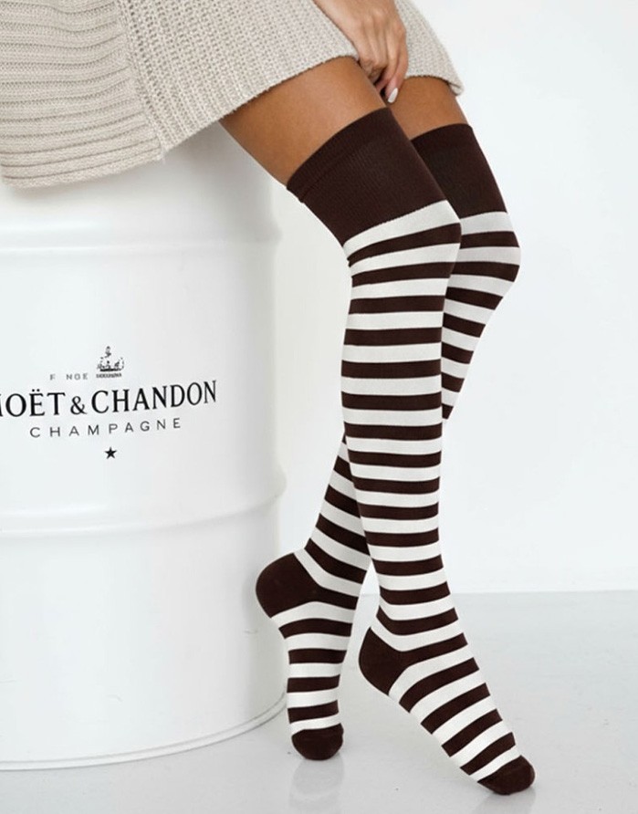 Women's socks "Stripes Pattern" Brown