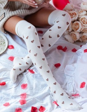 Naiste sokid "Hearts Pattern" Cream