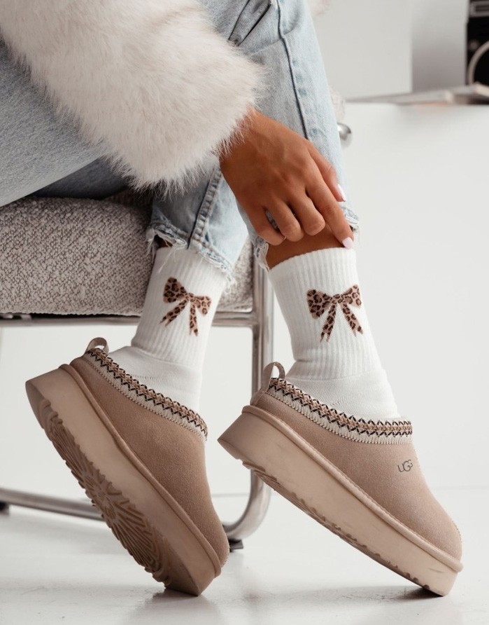 Naiste sokid "Terry Mottled bow" Cream