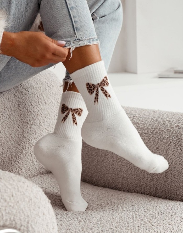 Naiste sokid "Terry Mottled bow" Cream