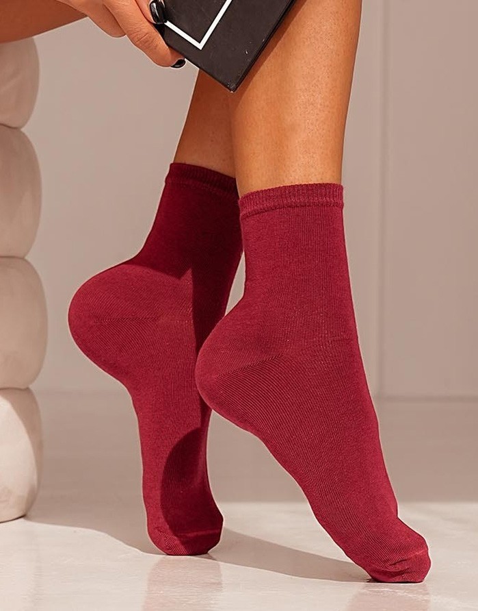 Women's socks "Plain cotton" Claret