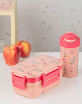Lunch box with bottle set "Lusy, Rose"