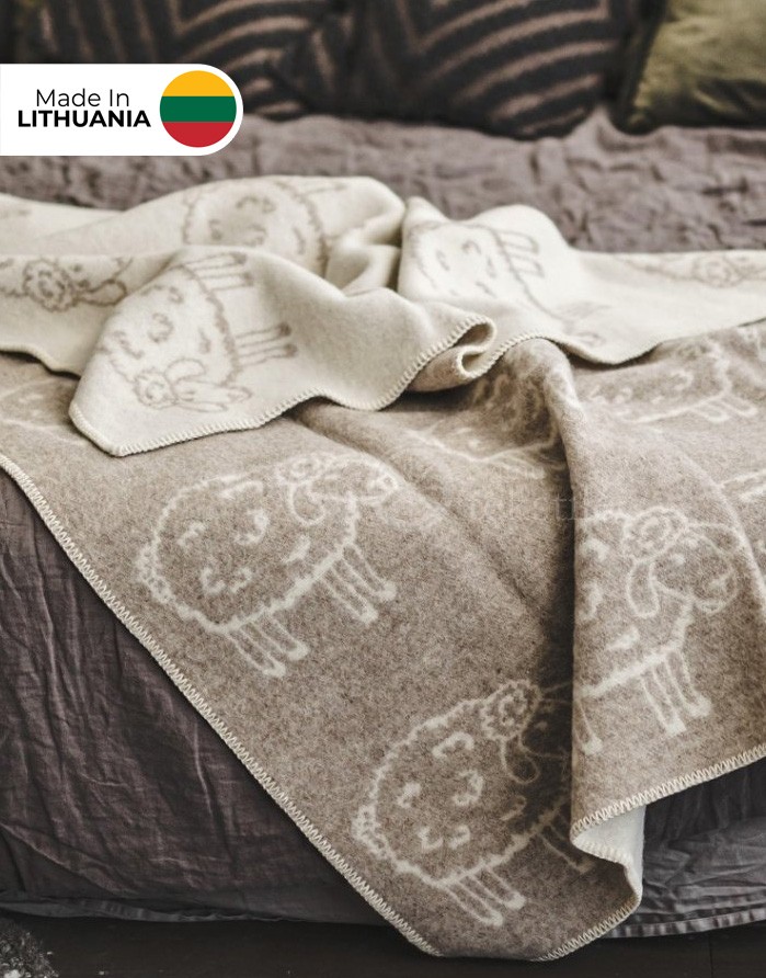 Natural wool blanket "Lamb Beige" 130x200 cm