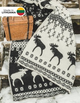 Naturaalsest villast tekk "Moose Black" 130x200 cm