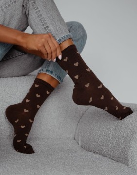 Naiste sokid "Little Hearts Brown"