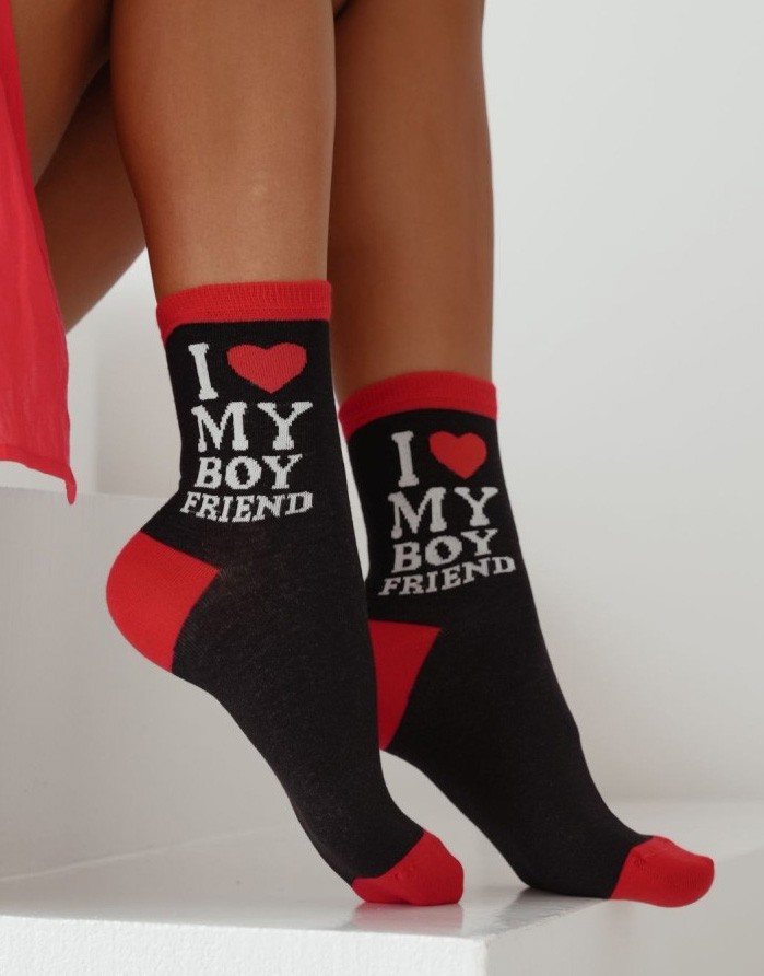 Naiste sokid "I Love My Boyfriend Black"