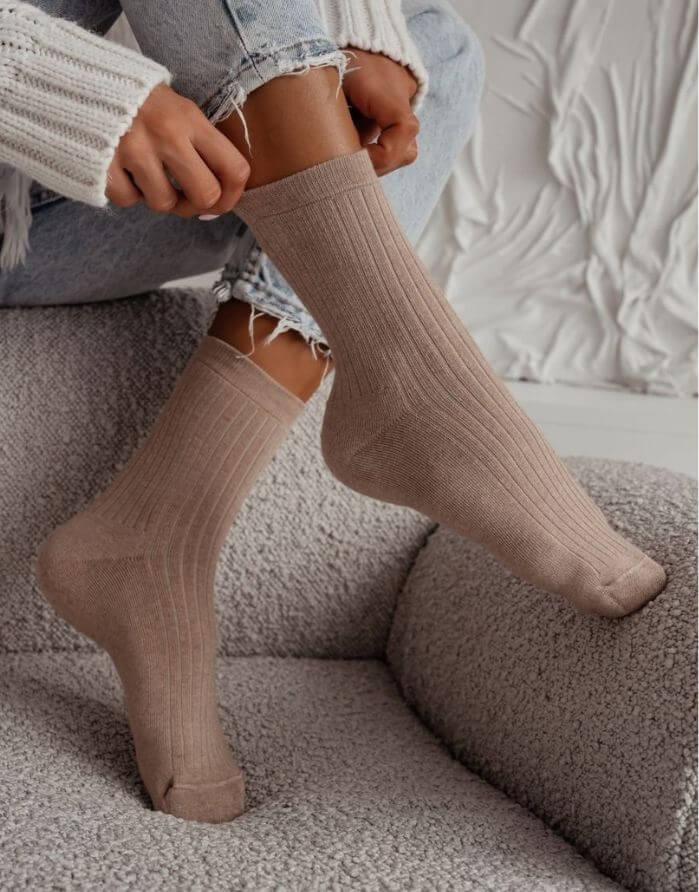 Women's socks "Terry Non-pressure Beige"