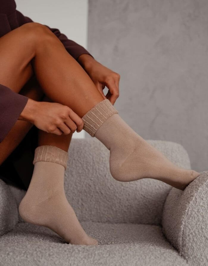 Women's socks "Terry Thick Beige"